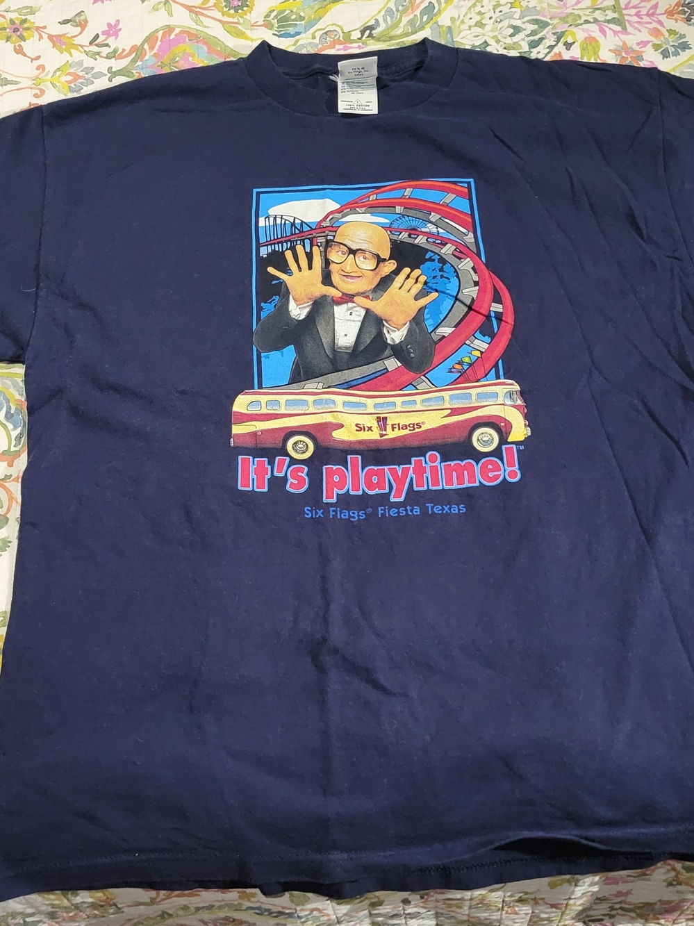 Six Flags Navy 'It's Playtime!' Short Sleeve Tee